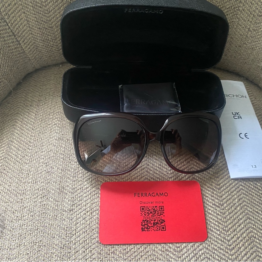 Brand New Salvatore Ferragamo Black Oversized Sunglasses